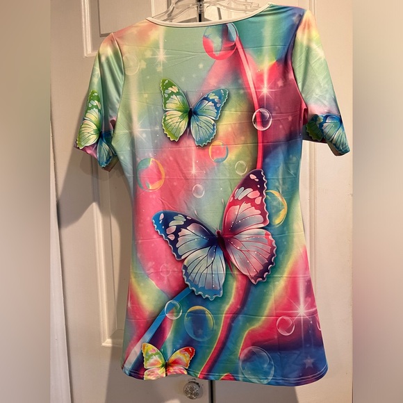 🌈 🦋 PJs OR Loungewear - 2 Pc Set! Short Sleeve Tunic Top & Pink Pants - Picture 8 of 12